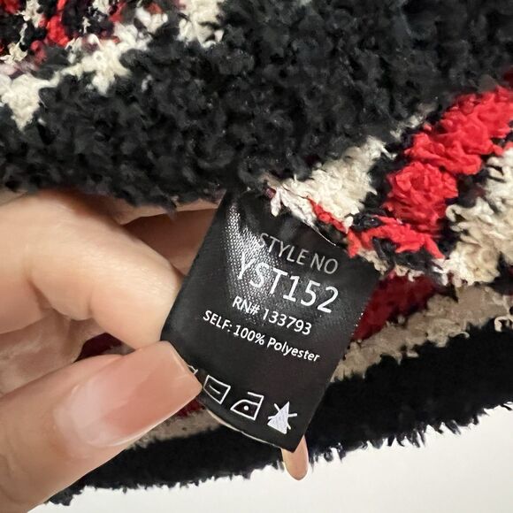 Pol Sweater Top Size M Red White Stripes Fuzzy Soft Short Sleeve Y2K Grunge - Picture 6 of 6